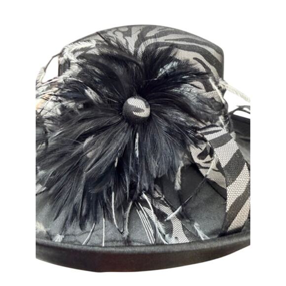 Fine Millinery Velma Cloche Hat – Vintage Inspired Zebra Feather Statement - Picture 5 of 9